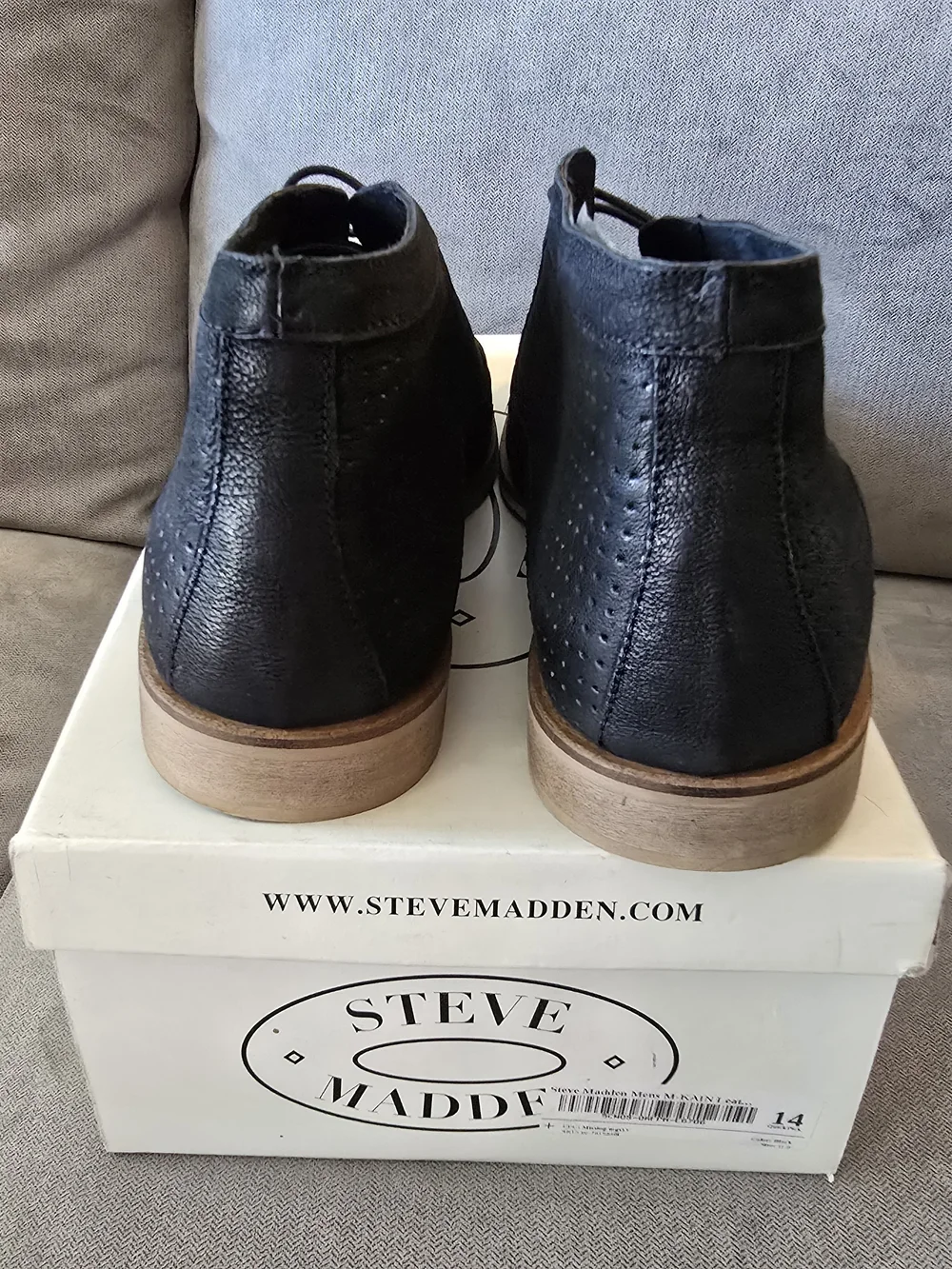 NIB Steve Madden Kain Men's Black Lace-Up Chukka Boots - EU45 US11.5